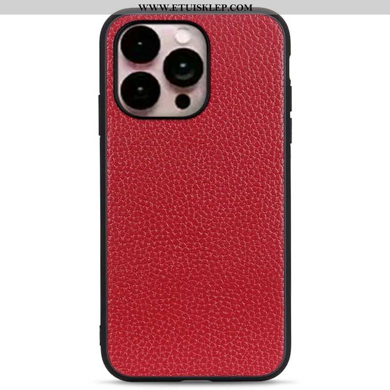 Etui do iPhone 14 Pro Max Prawdziwa Skóra Litchi